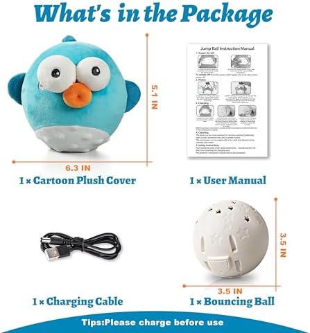 GUKCO Interactive Dog Toys, Moving Ball Toy with Jumping & Music (Puffer) | Rechargeable Plush Toy with Crinkle Paper for Small, Medium & Large Dogs to Keep Them Busy