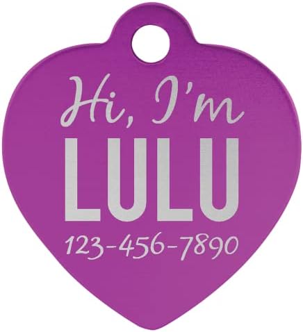 Signature Custom Laser Engraved Anodized Aluminum Pet ID Tags (Red, Heart 1 1/4" x 1 1/4")