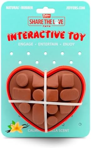 Jeffers Pet Natural Rubber Dog Chew Toy – Chocolate Heart Shape, Large – Vanilla Scent, Durable, Non-Toxic, Dishwasher Safe, Interactive Fetch & Tug Toy - Perfect for Play, Training at Home