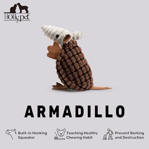 Hollypet Armadillo Squeaky Puppy Dog Toys for Small Medium Dogs, 6"