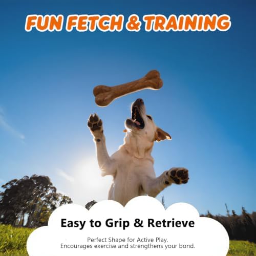 MECOOL Durable Nylon Dog Chew Toy – Classic Bone Shape, Bacon Flavored, Designed for Aggressive Chewers, Medium/Large Dogs, Promotes Dental Health & Fresh Breath