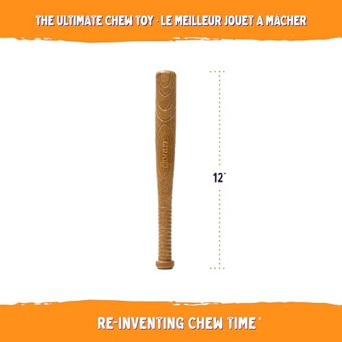 Powerbone Pet Chew Toy for Dogs - Durable, Non Toxic & Pet Safe - Best for Aggressive Chewers, Long Lasting Dental Health, Dog Teeth Cleaning, Dog Life Stages - Baseball Bat 12"