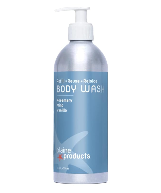 Plaine Products Returnable, Refillable Body Wash: Rosemary, Mint, Vanilla 16 oz (Original with pump)