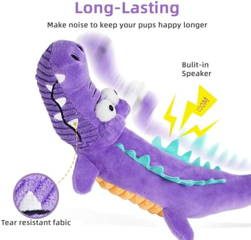 Tough Dog Toys Indestructible, Stuffed Chew Large Dog Toys to Keep Them Busy, Interactive Squeaky Tug of War Doggie Toy, Chew Guard Technology