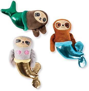 Fringe Studio Sloth Mermaids Small Plush Squeaker Dog Toy 3PCS Set, PetShop Collection (289438)