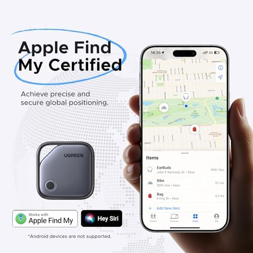 UGREEN FineTrack Air Tracker Tags (iOS Only) 8 Pack Key Finder | Bluetooth Tracker 2-Year Replaceable Battery Compatible with Apple Find My for Keys, Luggage [Apple Find My Certified]
