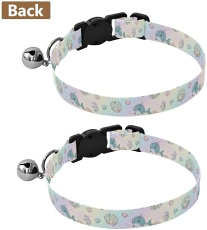 Cute Cartoon Whales Puppy Collar with Bell 2 Pack Cat Collar Adjustable 10.6 to 17.1 Inches