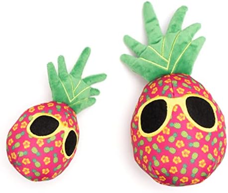The Worthy Dog Icons Pattern Tough Plush Squeaky Dog Toy, Pineapple