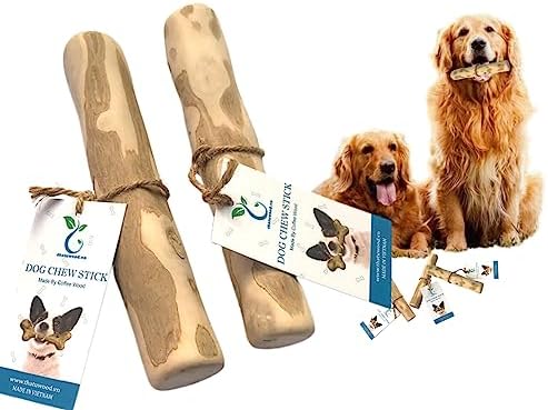Coffee Wood Dog Chew Stick - Coffee Wood Stick for Your Pets - Non Toxic - Safe - Puppy Chew Toy for Teething - Made in Vietnam - 1 Pack/2 Pieces (Medium)