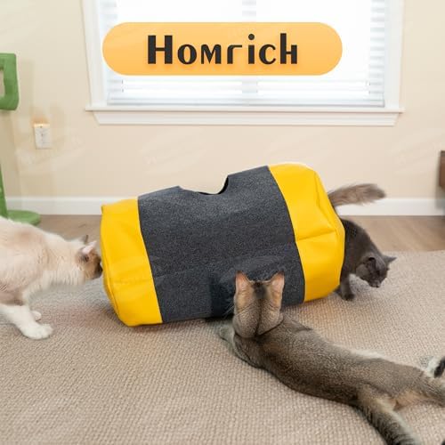 Homrich Multifunctional Collapsible Cat Play Bag, Indoor Cat Tunnel Activity Center Mat, Durable Rug for Hide and Seek, Scratching Sleeping Running Interactive Toys for Bored Kitten Adult Cats