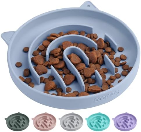 Coomazy Slow Feeder Cat Bowl Silicone Pet Puzzle Feeder for Slow Eating