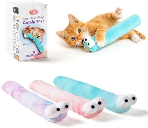 Gochanmon Cat Toys Pillows,3 Pack, Catnip Inside,Soft and Durable Kick Sticks with Crinkle Sound, Interactive Indoor Kitten Play and Exercise Toy 12.5 Inches