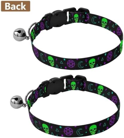 Neon Green Skulls Easy to Clean Kitten Collars 2 Pack Lightweight Pet Collar for Cats and Dogs