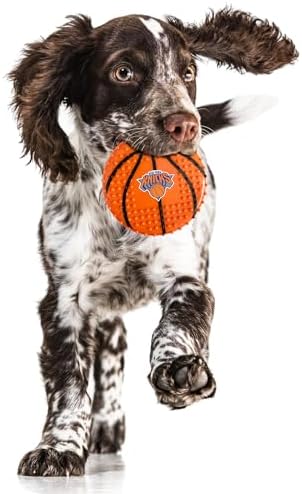 Pets First NBA NY Knicks Hard-Nylon Bacon-Flavored Basketball Chew Toy, Indestructible Dog and Cat Chewy Toy, Tug, Fetch Toy, Sporty Fun Toy for Dogs