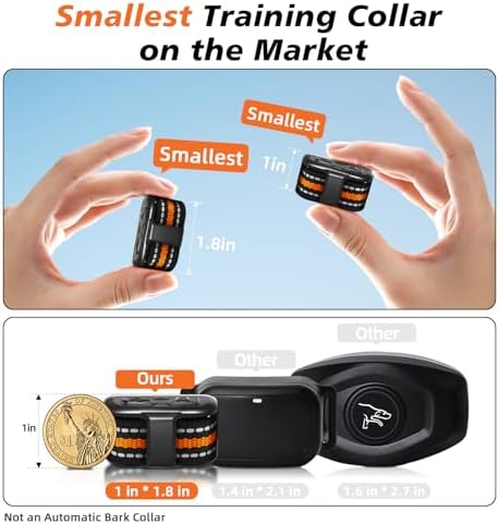 Ultra Compact Dog Shock Collar, Lightest Dog Training Collar with Remote for Small Dogs 5-30lbs & Medium Dogs/Puppies, Waterproof, Rechargeable, 1300ft Range(Orange&Small)