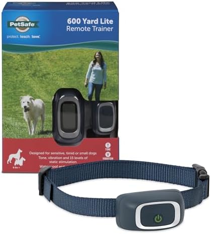 PetSafe 600 Yard Lite Remote Training Collar Smaller Version for Small or Medium Dogs Choose from Tone, Vibration, or 15 Levels of Static Stimulation Medium Range for Training Off Leash Dogs