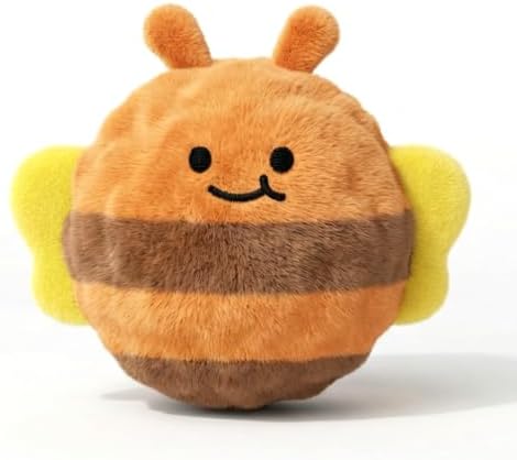 Mini Fluffy Squeaky Pet Ball for Small Dogs and Cats, 2-Inch Soft Plush Indoor Toy Ball, Gentle Interactive Play, 1 Pack Bee