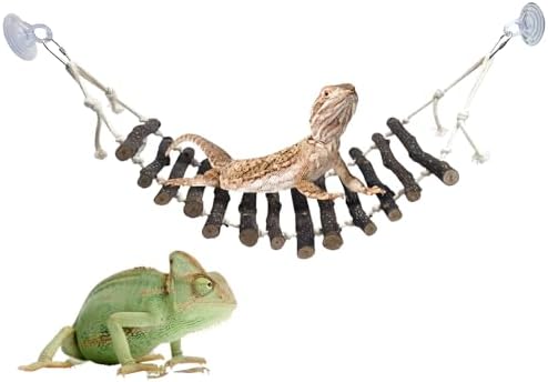BNOSDM Reptile Bridge Wooden Ladder Climbing Accessories Hanging Swing