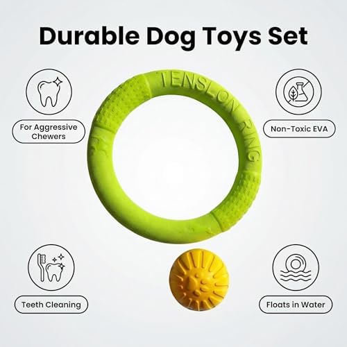 Large Dog Toy Ring and Ball Combo Set, Floating EVA 2 Pack (Green, Large)