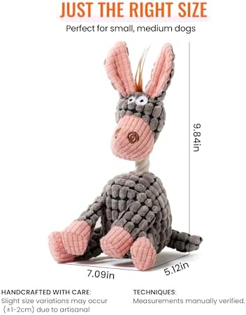 Squeaky Plush Donkey Dog Toy, Stuffed Animal Chew Toy for Small Dogs
