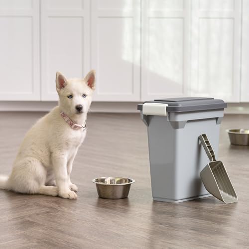 IRIS USA Dog Food Storage Container, Up to 13 lbs, Gray/Dark Gray