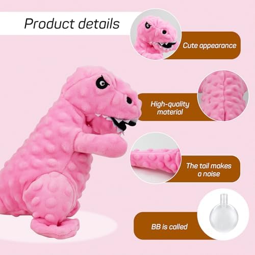 Andiker Dog Squeaky Toys, 8.66 in Plush Dogs Toy Soft Dogs Chew Toys in Dinosaur Shape for Chewing Biting Stuffed Dog Toys with a 3.93 in Squeaker and Crinkle Paper for All Puppy (Green)