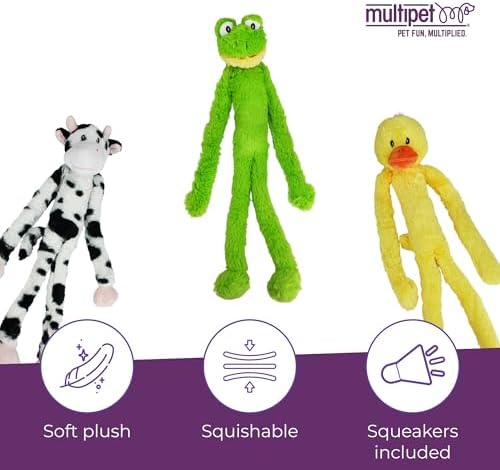 Multipet Swingin' Slevin Frog Dog Plush Toy - Squeaky Toys for All Dogs - Extra Soft Plush - Stuffed Animal for Cuddling & Playing - Cute Dog Pet Toy (27”, Green, 5 Squeakers)