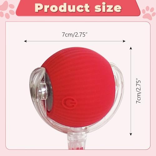 Smart Interactive Pet Toy Ball, Self Rolling Dog Ball Interactive Cat Toys, 360° Smart Automatic Rolling Ball Toy for Dogs Cats Indoor Outdoor Play (Red&Grey) 2pcs