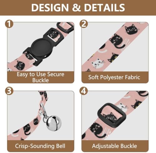 2 Pack Kitten Collar Cute Cats Cat Bell Collar, Adjustable Length 10.6" to 17.1"