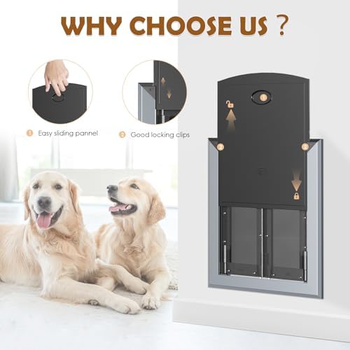 HIDROSIL Large Dog Door for Wall, French Style, Aluminum Frame, Heavy Duty