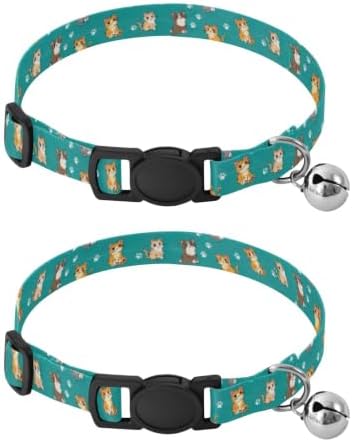 Cartoon Cats Kitten Collar 2 Pack Collars for Puppies Adjustable 10.6 to 17.1 Inches