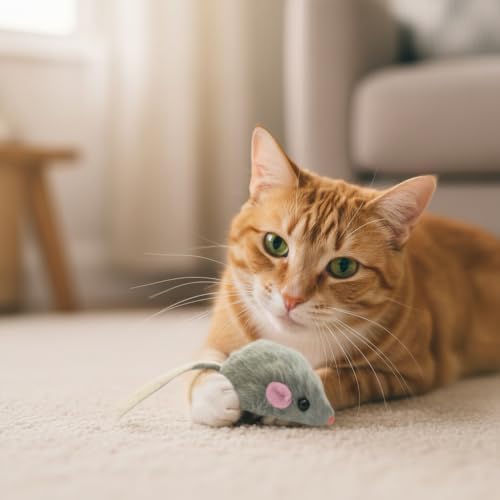 4Pcs Gray Fur Rattle Mouse Cat, Interactive Pet Play Mice, Animal for Cats, Pet Supplies