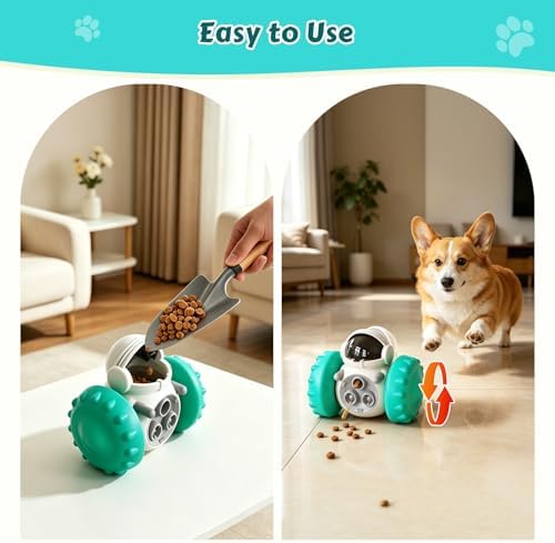 Cat Wobble Treat Dispenser Puzzle Toys Interactive Slow Feeder Snack Enrichment Fun Sliding Rolling Exercise & Distribution Toy for Indoor Cats, Small and Medium Dogs