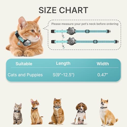 AirTag Cat Collar, Reflective Breakaway Collar, Hidden Holder with Bell | Compatible with Apple AirTag 1st & 2nd Gen, Lightweight Water-Resistant Strap for Cats, AirTag Not Included