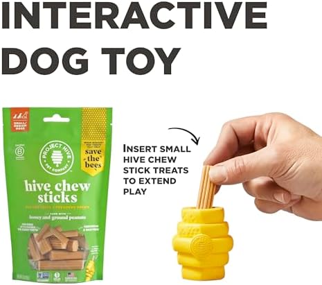 Hive Chew Toy for S/M Dogs – Yellow/Unscented – Chew, Fetch, & Treat-Dispensing Enrichment Toy, Floats, Made in USA, Pairs with Hive Chew Sticks for S/M Dogs for Longer-Lasting Play