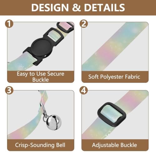 Pastel Rainbow Gradient Easy to Wear Kitten Collar 2 Pack for Kitten