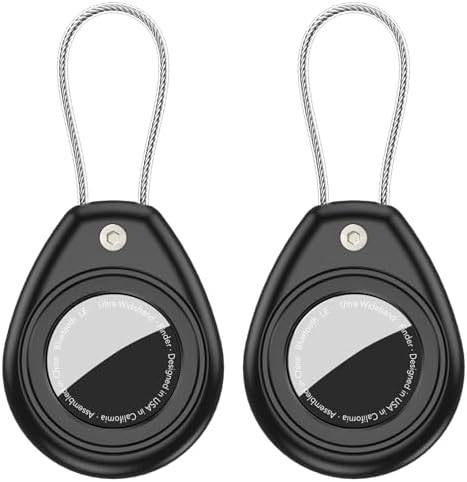 2 Pack for AirTag Keychain Holder, Anti-Scratch Waterproof Case Dog Collar | 1st/2nd Gen Air Tag Compatible,Hex Lock Secure,Metal Wire Cable,for Luggage Tracker,Pet Collar Charms,Backpack,Keys,Wallet