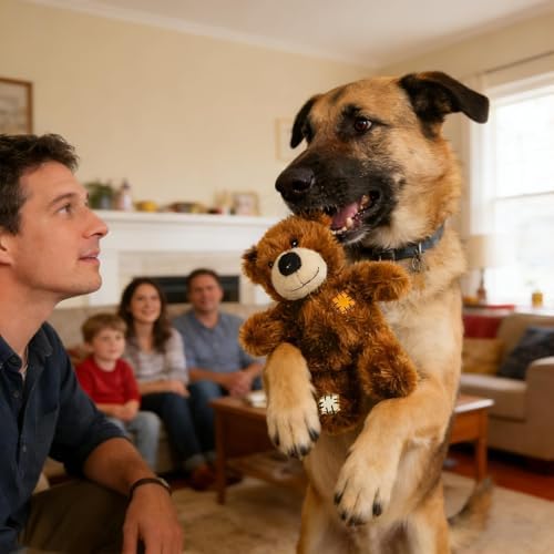 3 Packs Squeaky Dog Toys, Cute Teddy Bear Plush Puppy Compan Toys with Squeakers, Durable Stuffed Animal Chew Toys for Small Medium Large Dogs, Perfect Pet Teething & Interactive Play Gifts