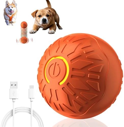 Interactive Dog Toys Dog Balls,Durable Motion Activated Automatic Rolling Ball Toys for/Small/Medium Dogs(Orange)
