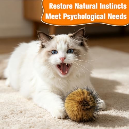 5PCS Cat Toy Faux Rabbit Fur Ball, Soft Fluffy Rabbit Fur Catnip Ball Cat Toys for Indoor Cats, Washable & Fun to Chase for Interactive Bonding