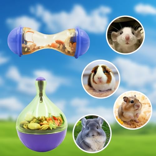 Dual Interactive Foraging Toys – Tumbler & Hourglass Treat Dispensers for Rabbits, Guinea Pigs, Hamsters & Small Pets | Mental Stimulation Chew Toys