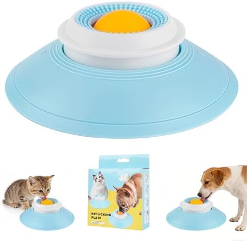 Dog Cat Licks Toys for Liquid Food, Anxieties Relief Slow Feeder Dog Lick Ball Treat Dispenser, Non-Slip Licking Bowl Enrichment Toys to Keep Them (A)