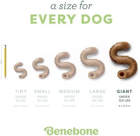 Benebone Tripe Bone Durable Dog Chew Toy for Aggressive Chewers, Giant