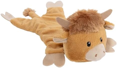 Fuzzl Harry Highland Cow Crinkle & Squeak Dog Toy – Low Mess Minimal Stuffing Plush Puppy Toy – Interactive Soft Squeaky Dog Toy for Small to Medium Dogs