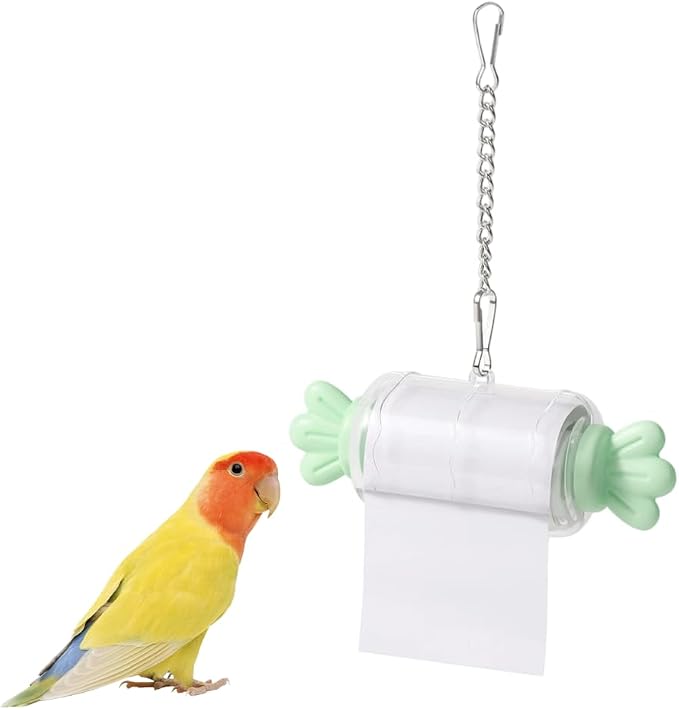 Bird Shredding Toys, Parrot Rolling Paper Play Toy with Hanging Chain, Interactive Chewing Accessory for Parakeet Cockatiel & Medium Parrot Cage Use