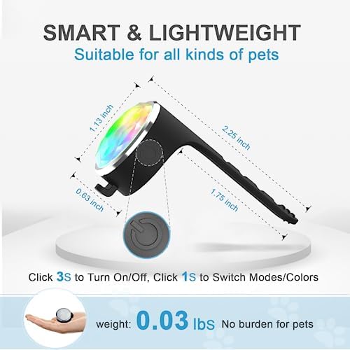 Tubasion 2-Pack Rechargeable Dog Collar Light, 2025 Best 7 Color Changing Light for Dog Collar with 100% Waterproof and Durable Silicone Band. Dog Lights for Night Walking, Camping, Bike