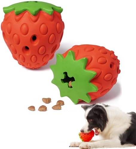 Strawberry Dog Puzzle Toy, Interactive Dog Toys for Small Medium Large Breed, Treat Dispensing Dog Toys, Pet Chew Toys for Moderate Chewers, Dogs Birthday Gifts (Red)