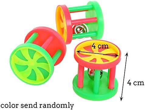 QBLEEV Bird Roller Rattles Toys, Parrot Foot Toys, Foraging Chewing Bell Training Trick Toys, Birds Play Gym Activity Center Cage Accessories for Small Parrots-3 Pack