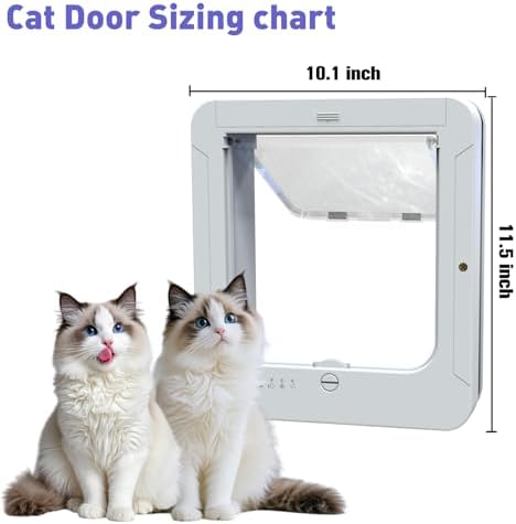 Smart Cat Door for Interior & Exterior Doors, Outer Frame Size 11.5"x10.1"
