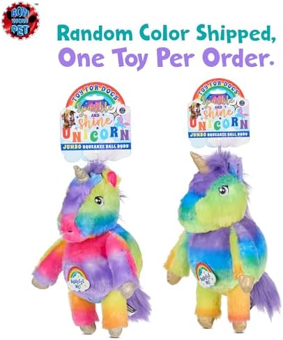 Bow Wow Full Body Squeaker Dog Toy – Plush Squeaky Toy for Dogs – Monster or Unicorn Design – Soft & Fun for Interactive Play – Assorted Colors
